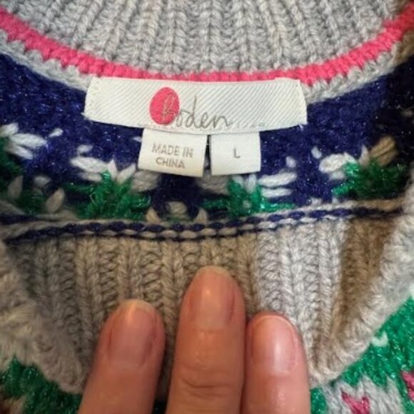 Boden Emma Fair Isle Wool Cotton Blend Sweater - Picture 3 of 10